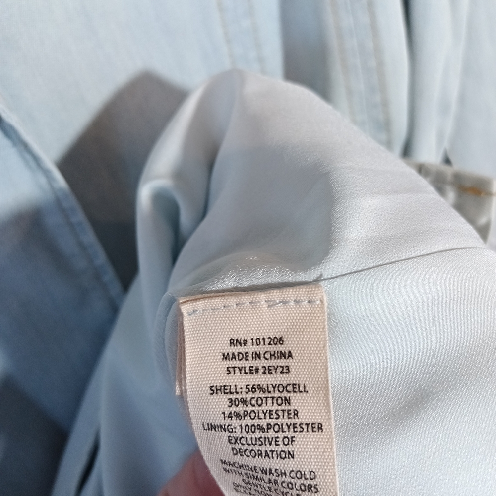 Soft Surroundings Lori chambray trench coat with lace panels Size L - Picture 7 of 8